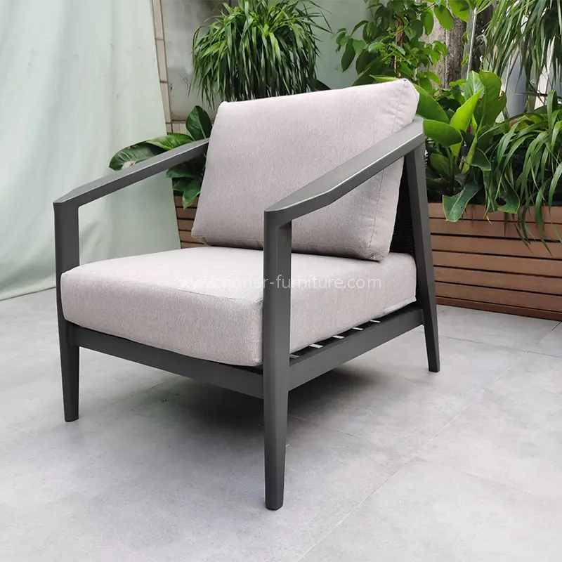 Outdoor Minimalist Handmade PE Rattan Aluminum Frame Sofa